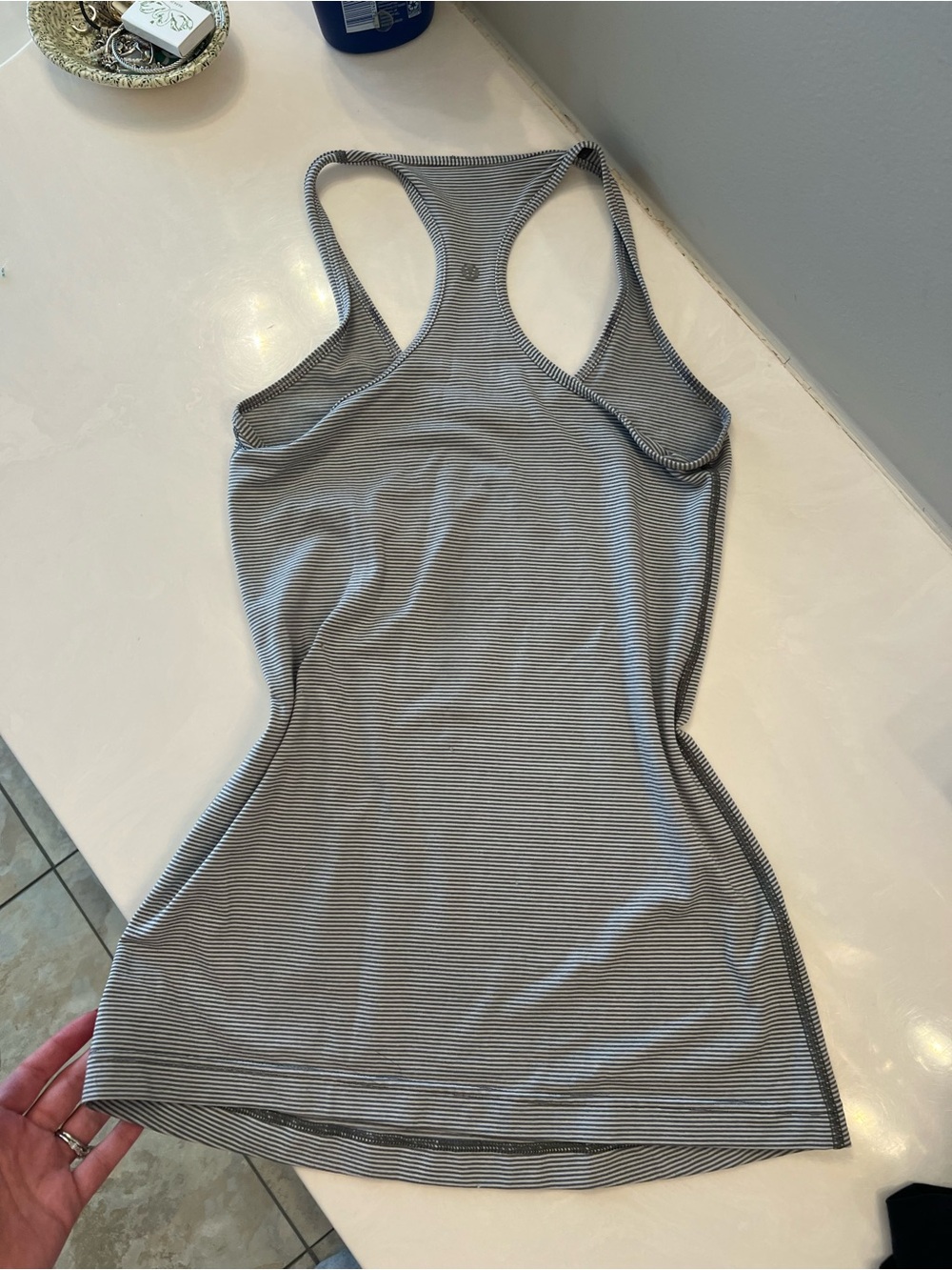 lululemon Black and White Striped Racerback Tank